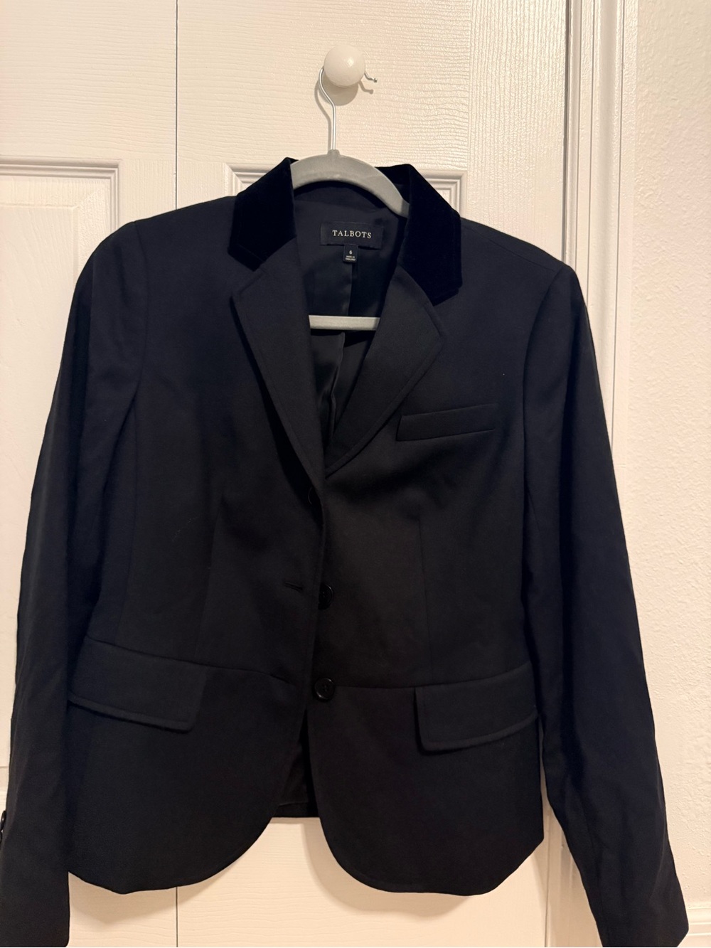 Talbots Black Blazer with Velvet Collar